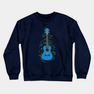 Blue Ukulele Flowering Vines Crewneck Sweatshirt